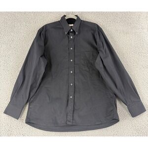 Ascot Chang Dress Shirt Mens XL Black Cotton Blend Button Down Long Sleeve
